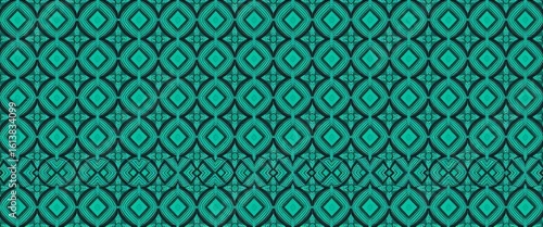 Seamless teal textured diamond pattern with concentric rings ,  shapes,  elegant