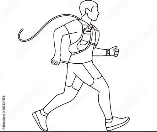 Marathon runner with hydration pack vector illustration
