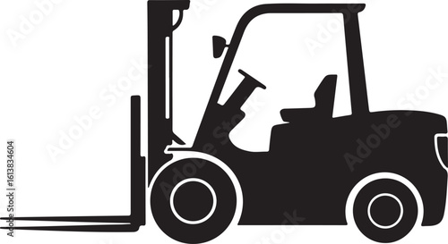 Forklift Truck Vector Illustration - Industrial Vehicle Equipment Silhouette