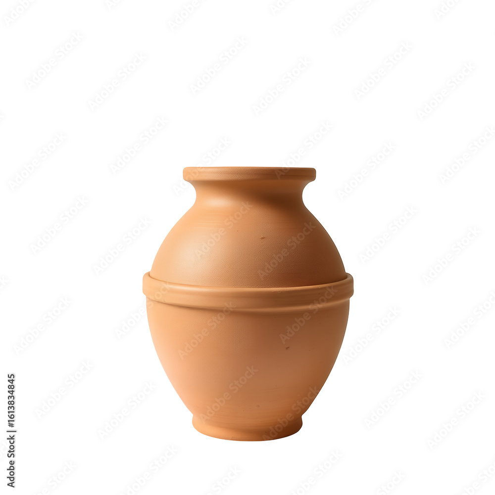 A simple earthenware pot with decorative banding around the shoulder isolated on transparent background A simple earthenware pot with decorative banding around the shoulder isolated on transparent background