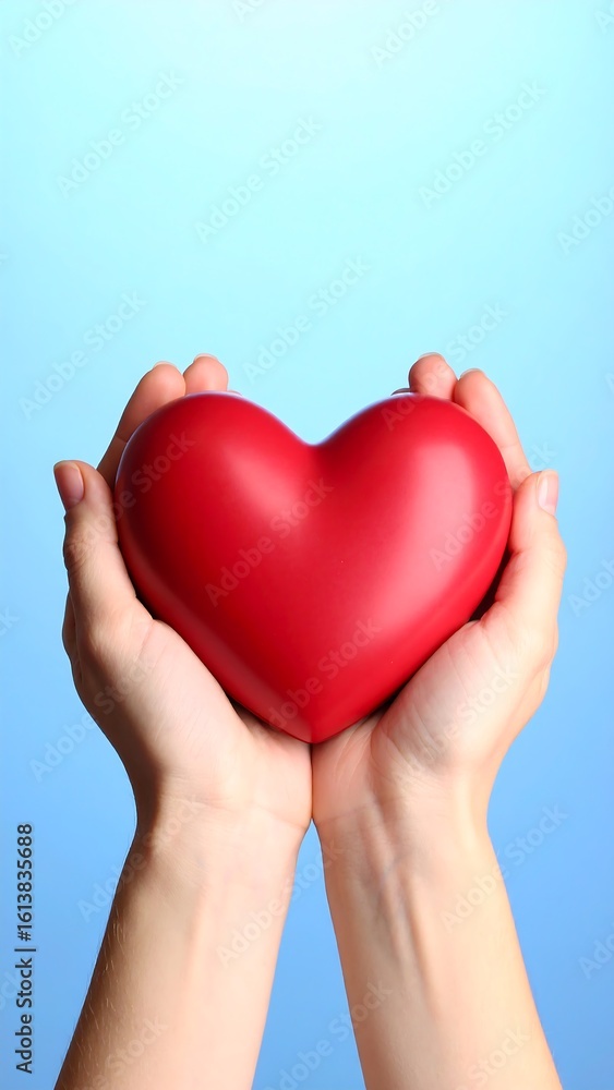 Fototapeta premium Hands holding a red heart