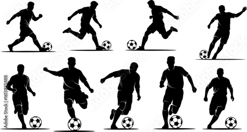 Soccer players silhouettes vector illustration for sports design and graphics