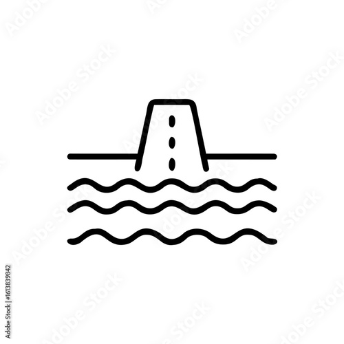Minimalist icon a flooded street with waves water road