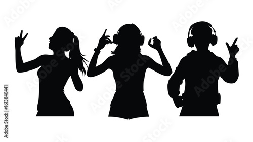 Streamer & Influencer Girl Vector Silhouette Set - Female Content Creator Poses