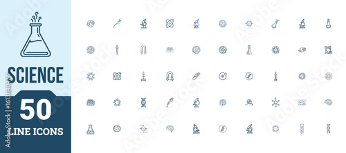 Science Vector Icon Set – Lab, Chemistry, Physics, Biology, and Innovation Icons