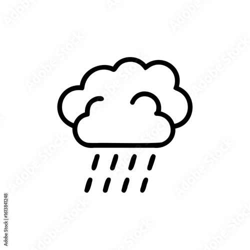 Outline a fluffy cloud with falling rain drops weather storm