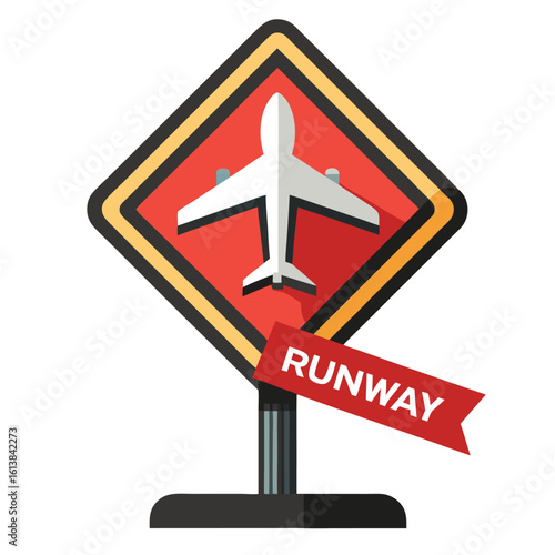 runway sign on white background