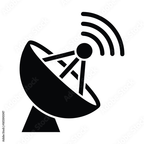 Satellite dish antenna signal vector graphic icon