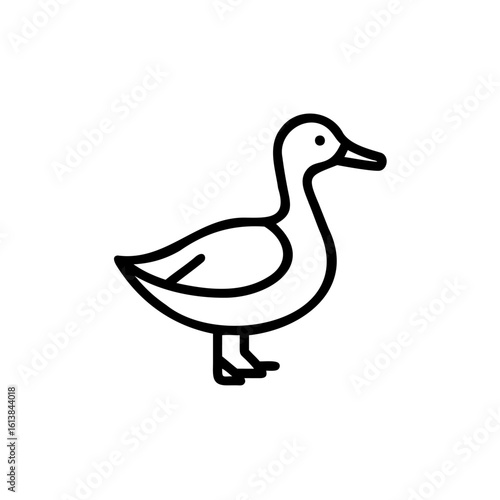 Outline icon a duck standing on animal bird