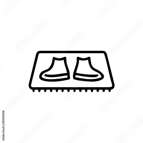 Outline icon galoshes on a doormat boots footwear