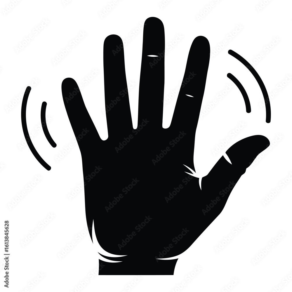 Fototapeta premium Waving hand gesture icon in a simple silhouette