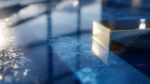 Wallpaper Mural Abstract blue geometric shapes with light streaks and sparkles Torontodigital.ca