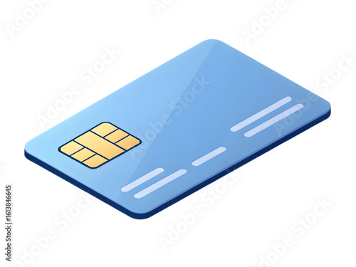Modern Light Blue Credit Card with Chip Illustration