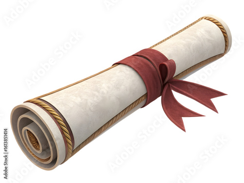 Elegant scroll diploma with red ribbon, perfect for graduation