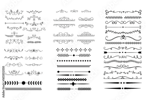 Wallpaper Mural dividers doodle set. Wedding decorative elements. Divider ornament, borders, vintage line separators. Hand drawn vector illustration Torontodigital.ca