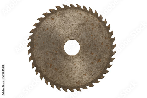 Rusty circular saw blade isolated on transparent background