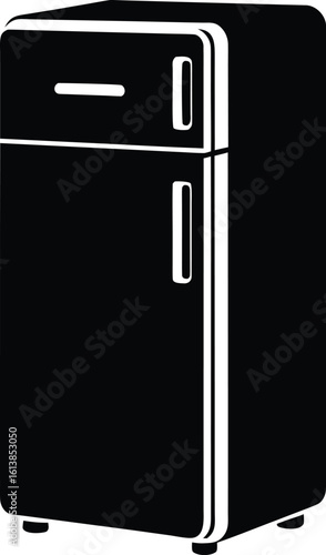 Refrigerator silhouette icon, kitchen appliance line art, household device vector, minimal fridge drawing, home equipment illustration