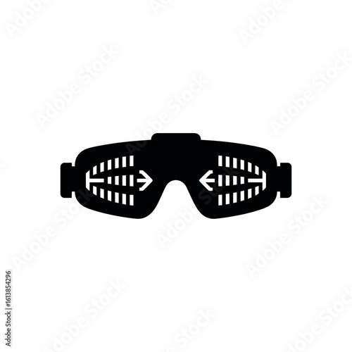 Black silhouette of eye massager goggles with internal massage elements white background