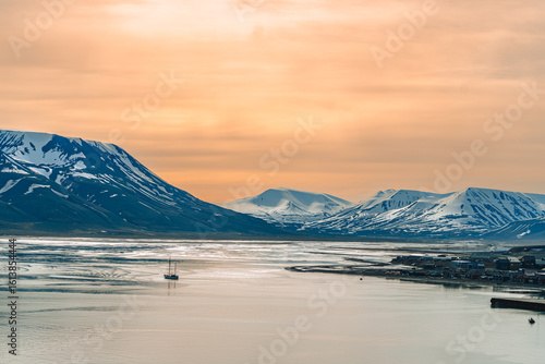 Wallpaper Mural Sailing Boat in Arctic Fjord at Sunset Torontodigital.ca