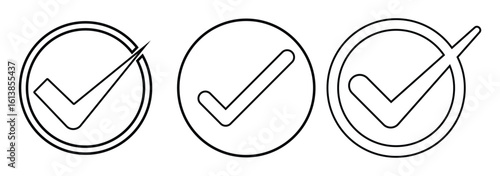 Check Mark. white tick on green round circle. Green check mark, red cross mark icon set. Vector illustration. eps 10