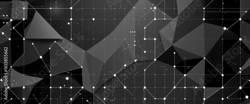 Abstract monochrome geometric shapes forming a technological grid pattern,  science,   future