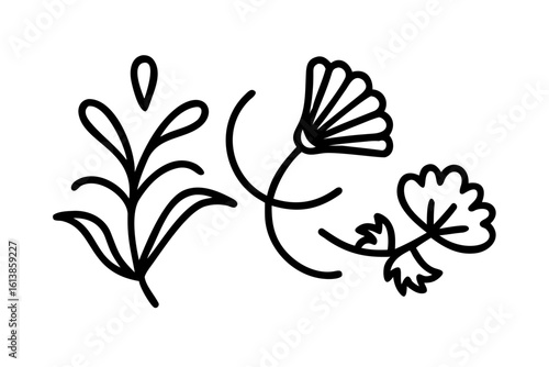 Black and White Line Art Silhouette of a Single Bota Bag single object