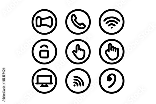 Grid of Nine Monochrome Icons Depicting Various Tools and Instruments graphic