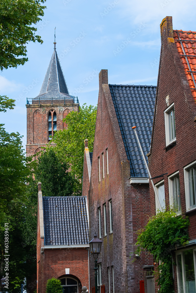 Obraz premium The Great Church of Edam (De Grote or Sint-Nicolaaskerk) was completed around 1518. The huge church is the size of an ocean liner. EDAM, NETHERLANDS.