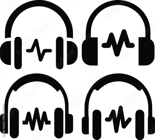 Headphones Vector Icon Audio, Music, and Sound Wave Technology Design