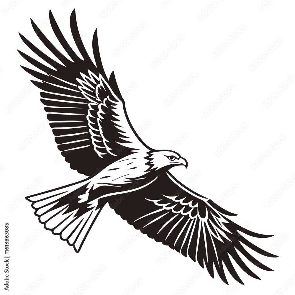 Obraz premium Create the silhouette of a bird in flight, with strong black lines on a white background