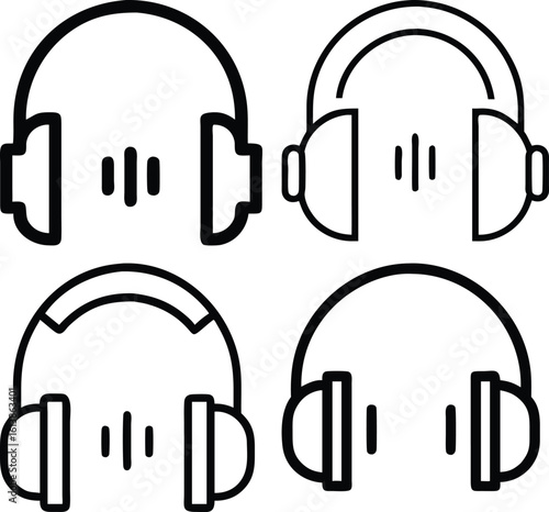 Headphones Vector Icon Audio, Music, and Sound Wave Technology Design