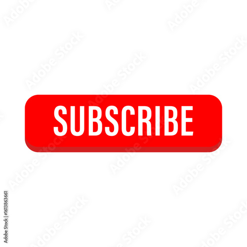 Minimalist red subscribe button illustration. A visual call to action element for websites, blogs, and video channels to grow a follower base.