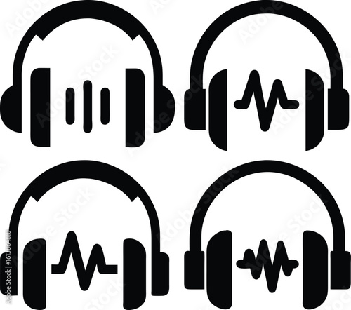 Headphones Vector Icon Audio, Music, and Sound Wave Technology Design