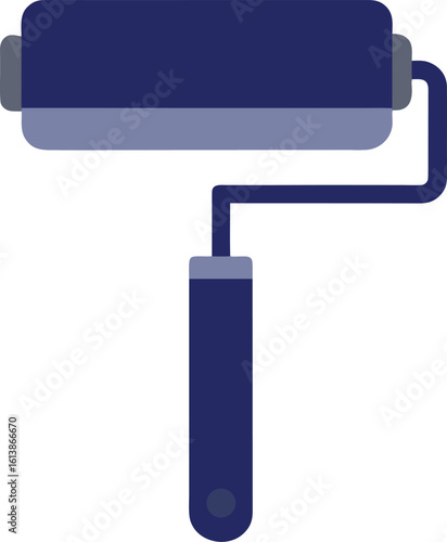 set of blue paint rollers brush tool color