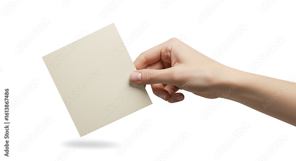 Fototapeta premium Card Held by Hand on White Background
