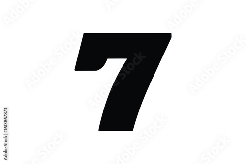 Bold Number Seven Silhouette on White Background Simple Clean and Modern Design silhouette bold number seven