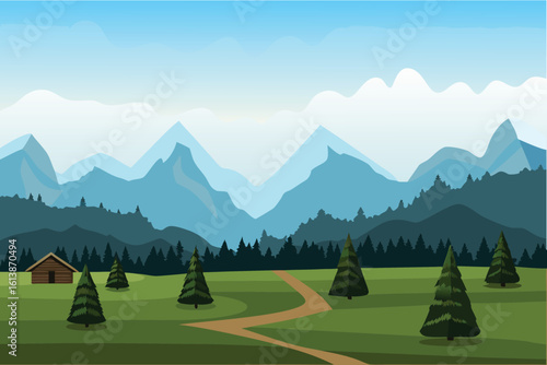 landscape with mountains sky nature grass