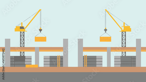 building contruction crane house city icon vector