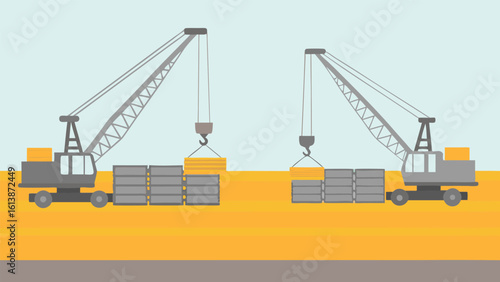 construction site with crane industry cargo port harbor