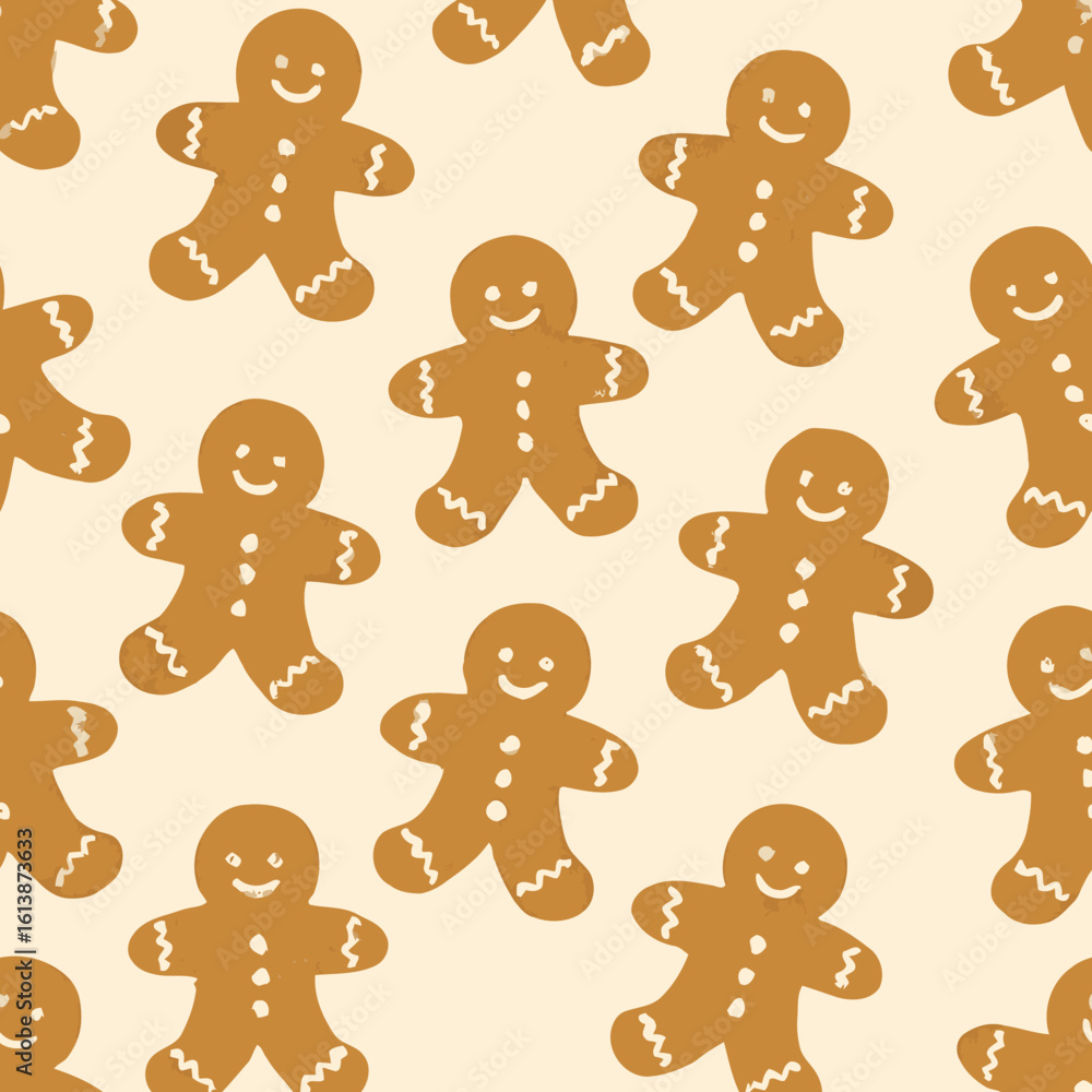 Gingerbread Cookie Pattern Seamless Festive Winter Holiday Design Gingerbread Cookie Pattern Seamless Festive Winter Holiday Design