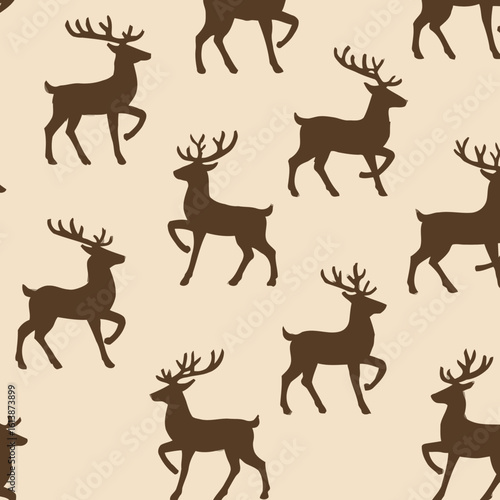 Reindeer Silhouette Pattern Seamless Winter Christmas Festive Design