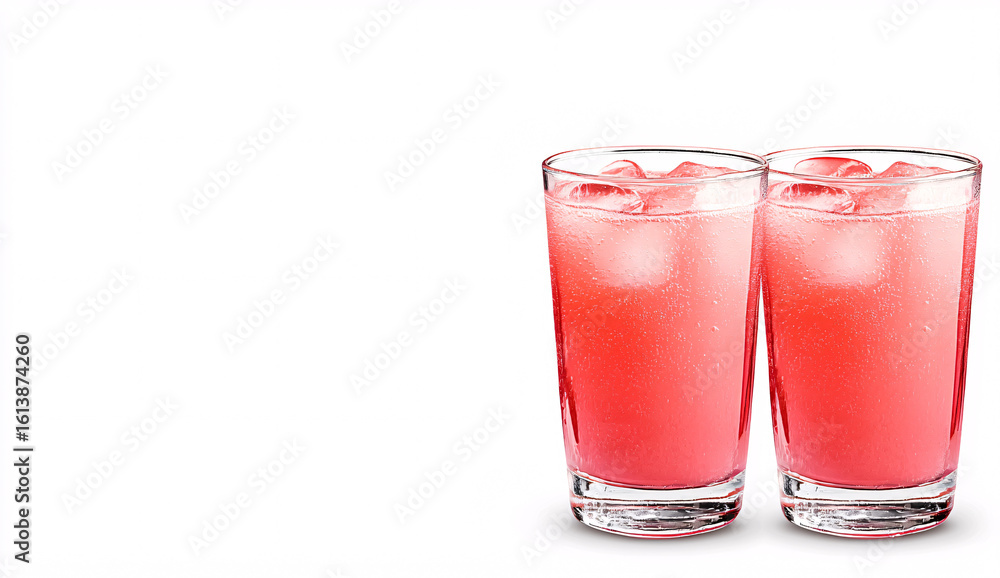 custom made wallpaper toronto digitalTwo refreshing pink cocktails with ice cubes on a white background