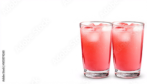 Wallpaper Mural Two refreshing pink cocktails with ice cubes on a white background Torontodigital.ca