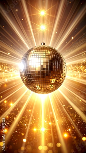 Gold disco ball, spotlight