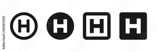 H Symbol Icons Set. Helicopter place H. Vector