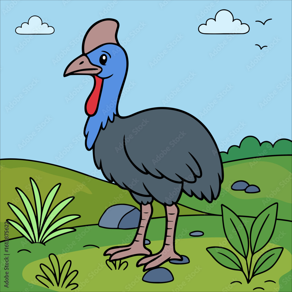 Obraz premium cassowary Cute Animal Children coloring page
