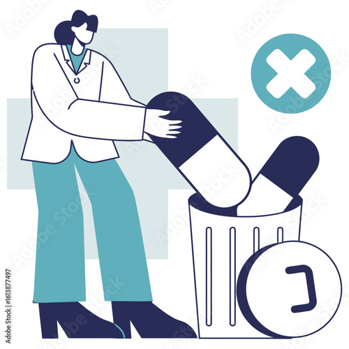 Dedicated healthcare professional discarding outdated medications, symbolizing safe disposal and responsible practice for improved patient well-being in modern healthcare settings.