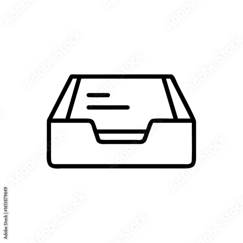 Outline icon an inbox tray with three horizontal lines mail document