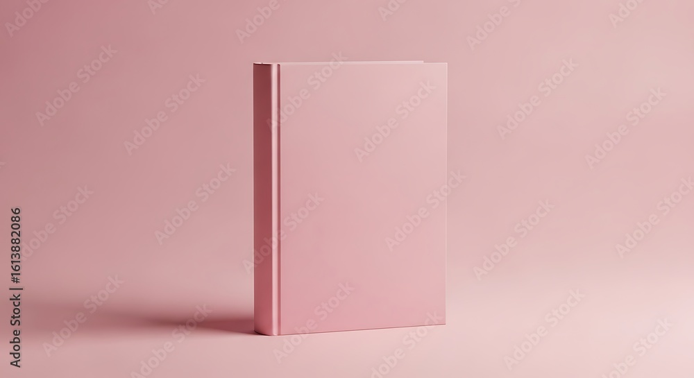 Pink hardcover book mockup on a pink background Pink hardcover book mockup on a pink background