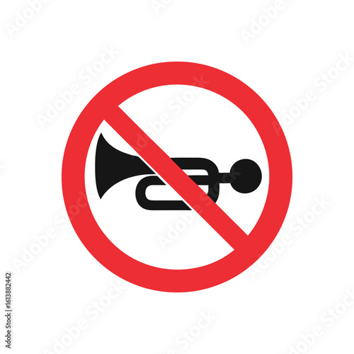 No Honking Sign Boldly Depicts Restriction With Red Circle and Slanted Line Over Horn Icon